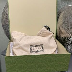 Gucci Ophidia GG Shoulder Beige Drawstring Dust bag with Black Logo